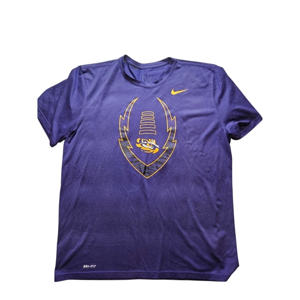 Nike LSU Tigers Dri-FIT‎ Shirt Mens Large Purple Short Sleeve NCAA Athletic Tee